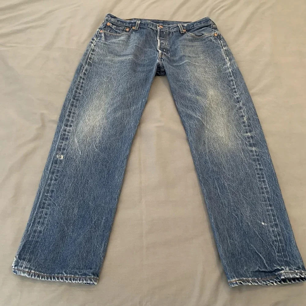 Vintage Levis 501 Jeans Mens 38x33 (34x29) Blue Straight Distressed Denim 90s